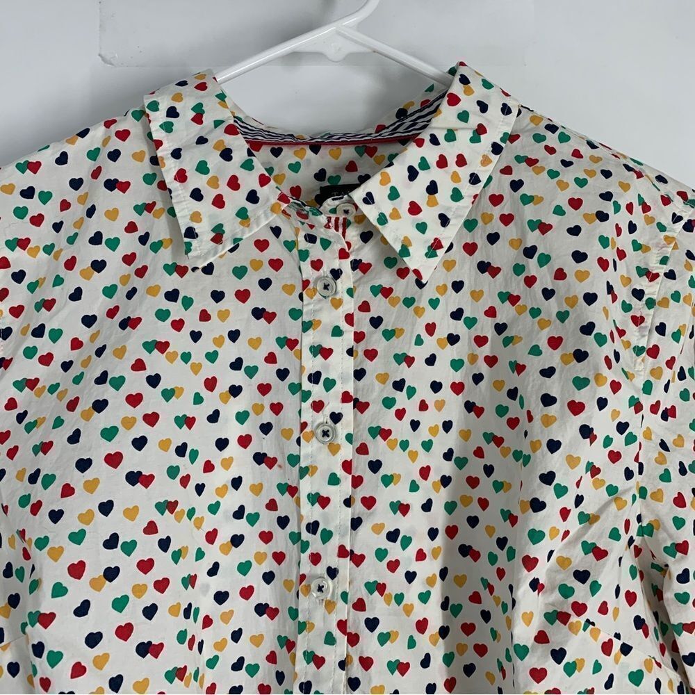 Talbots Size L Multi-Color Heart Print Button Fro… - image 8
